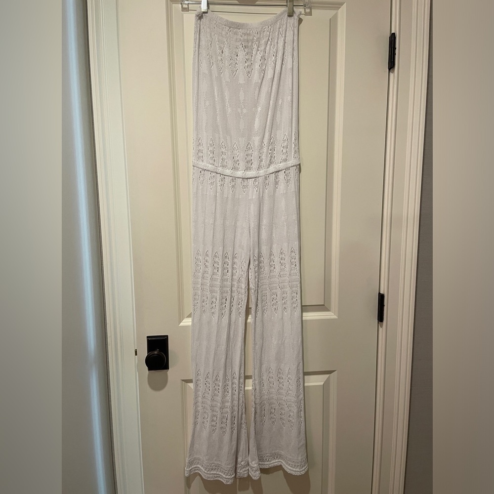 Pilyq Bandeau Coverup Jumpsuit in Water Lily (white), size XS/S